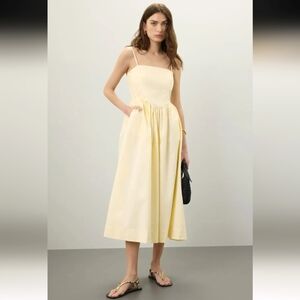 Ronny Kobo Corset Midi Dress Size 10 Butter Yellow